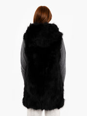 BULLY - Gilet in pelliccia con cappuccio nero