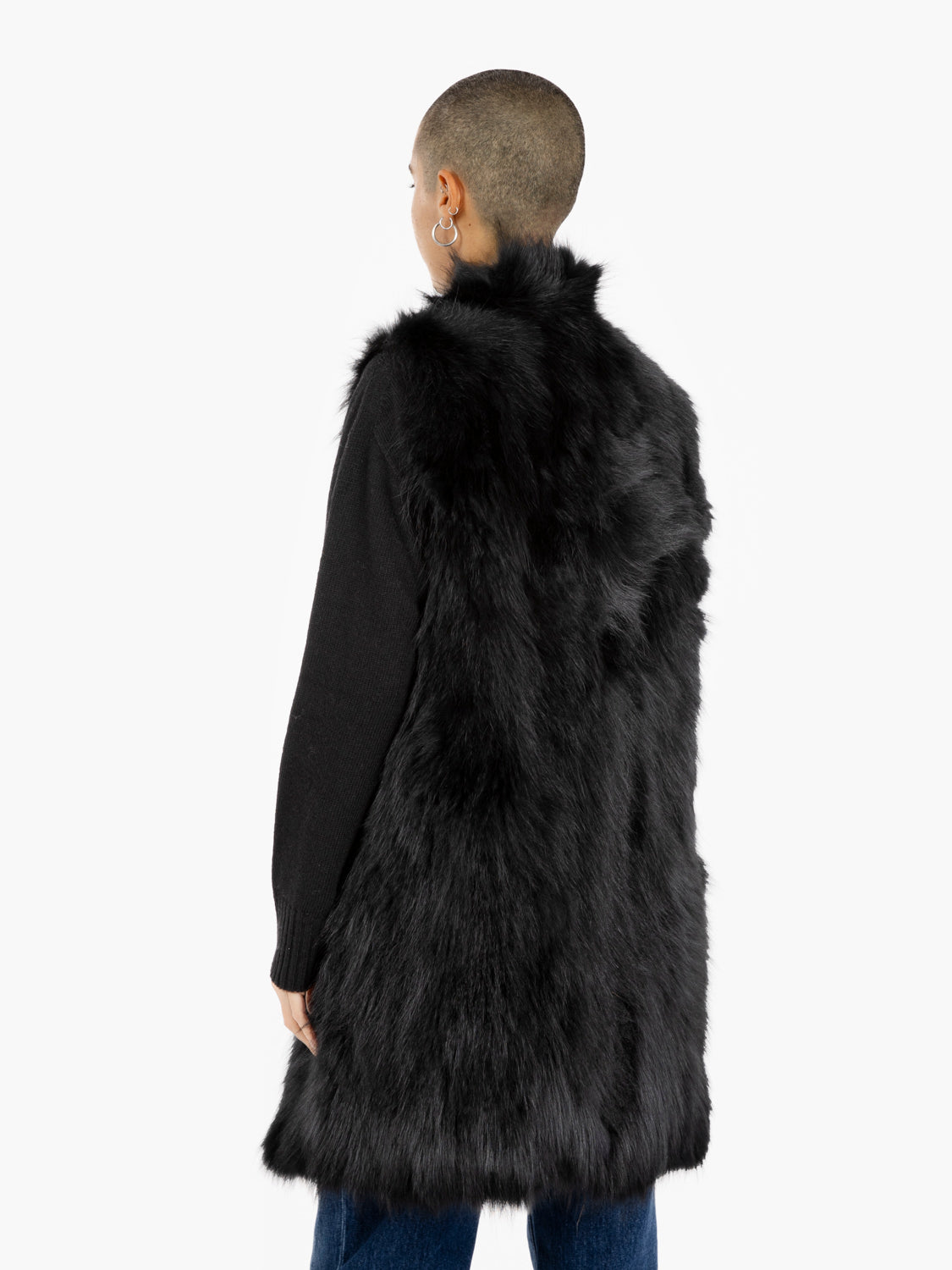 Gilet lungo in racoon nero