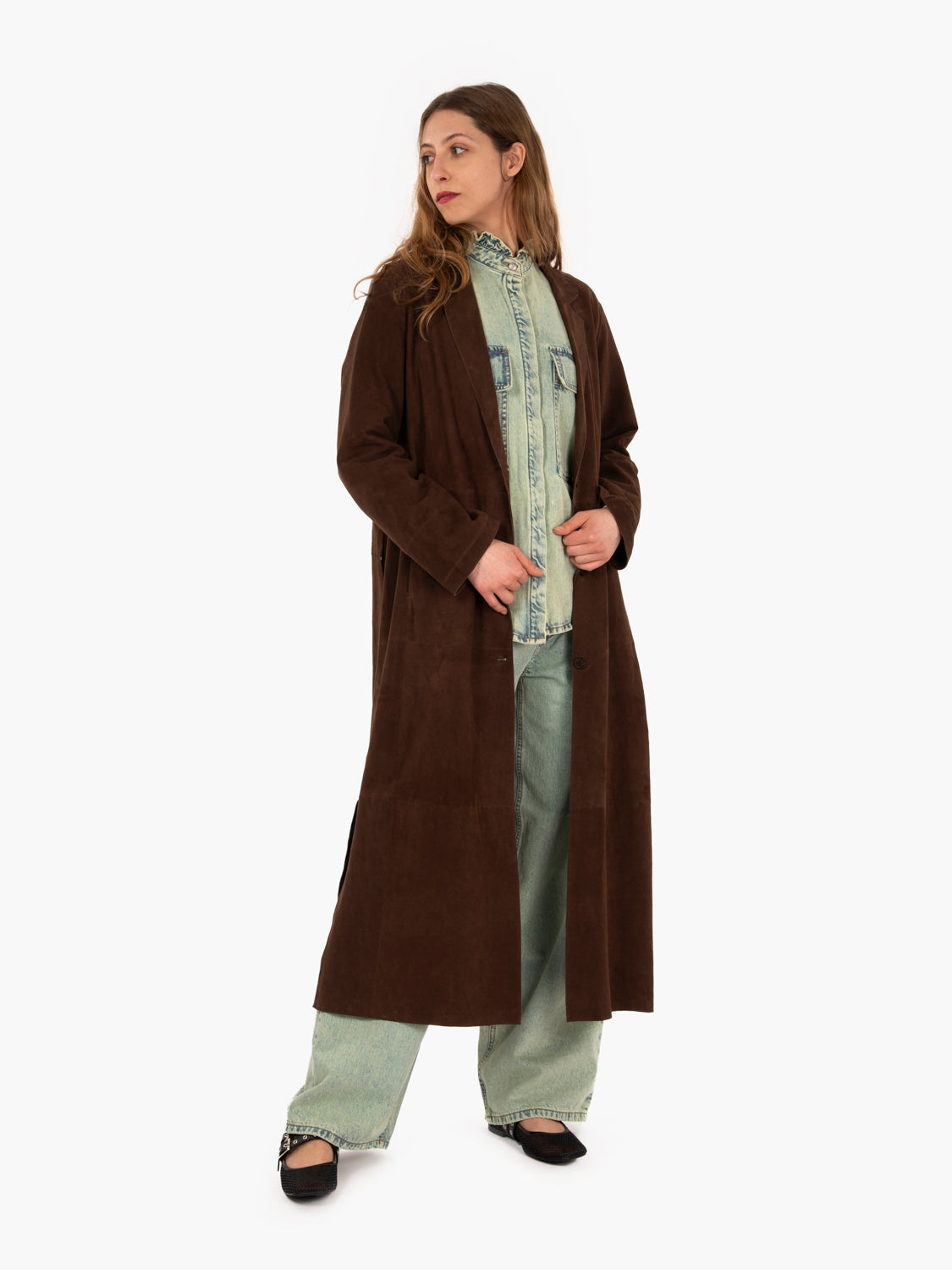 Dark brown suede duster