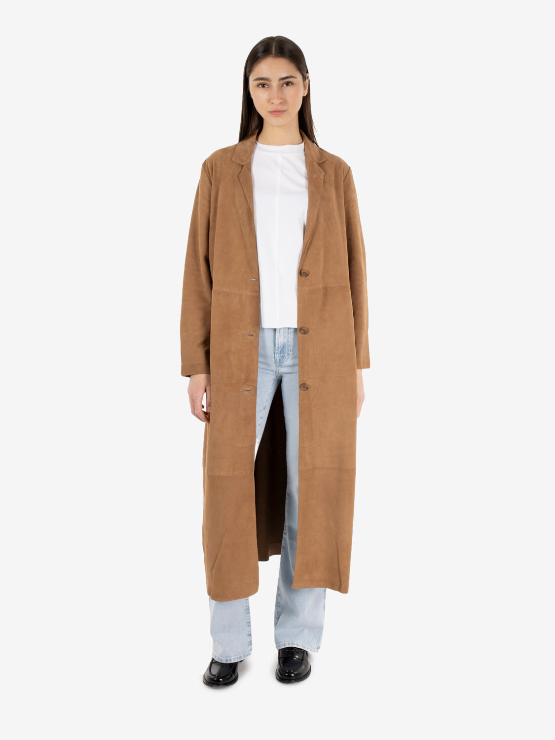 HAZELNUT SUEDE TRENCH COAT BE26-7928/SUE_GS400