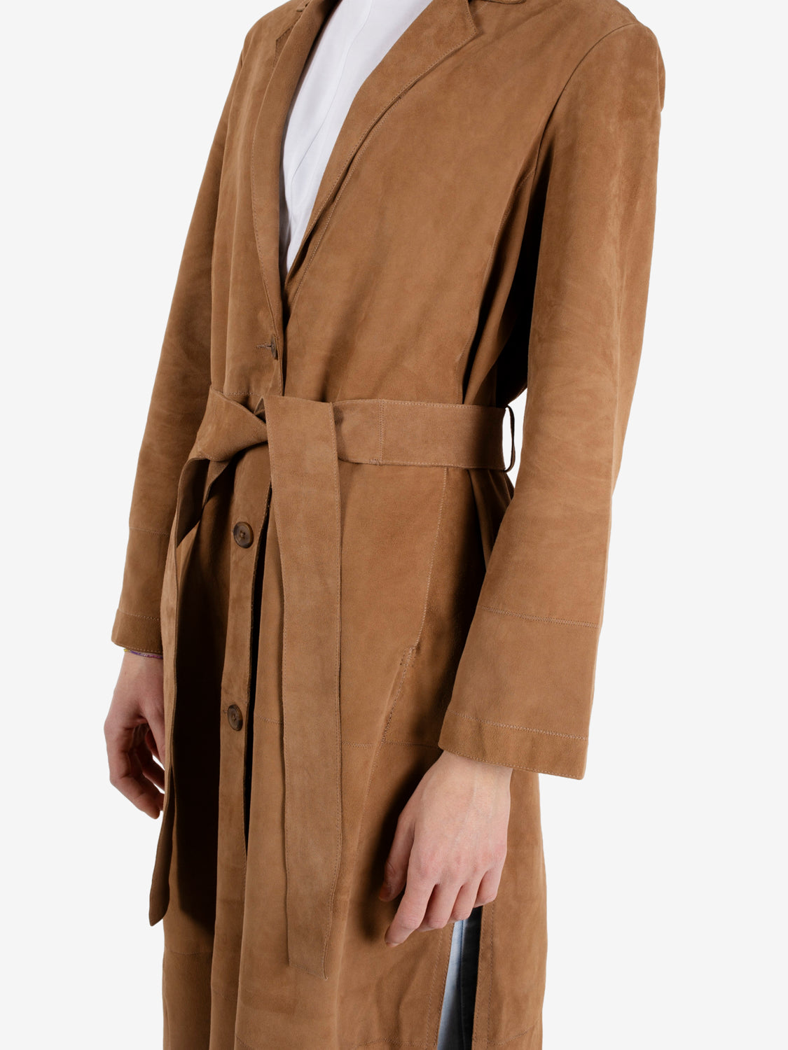 HAZELNUT SUEDE TRENCH COAT BE26-7928/SUE_GS400