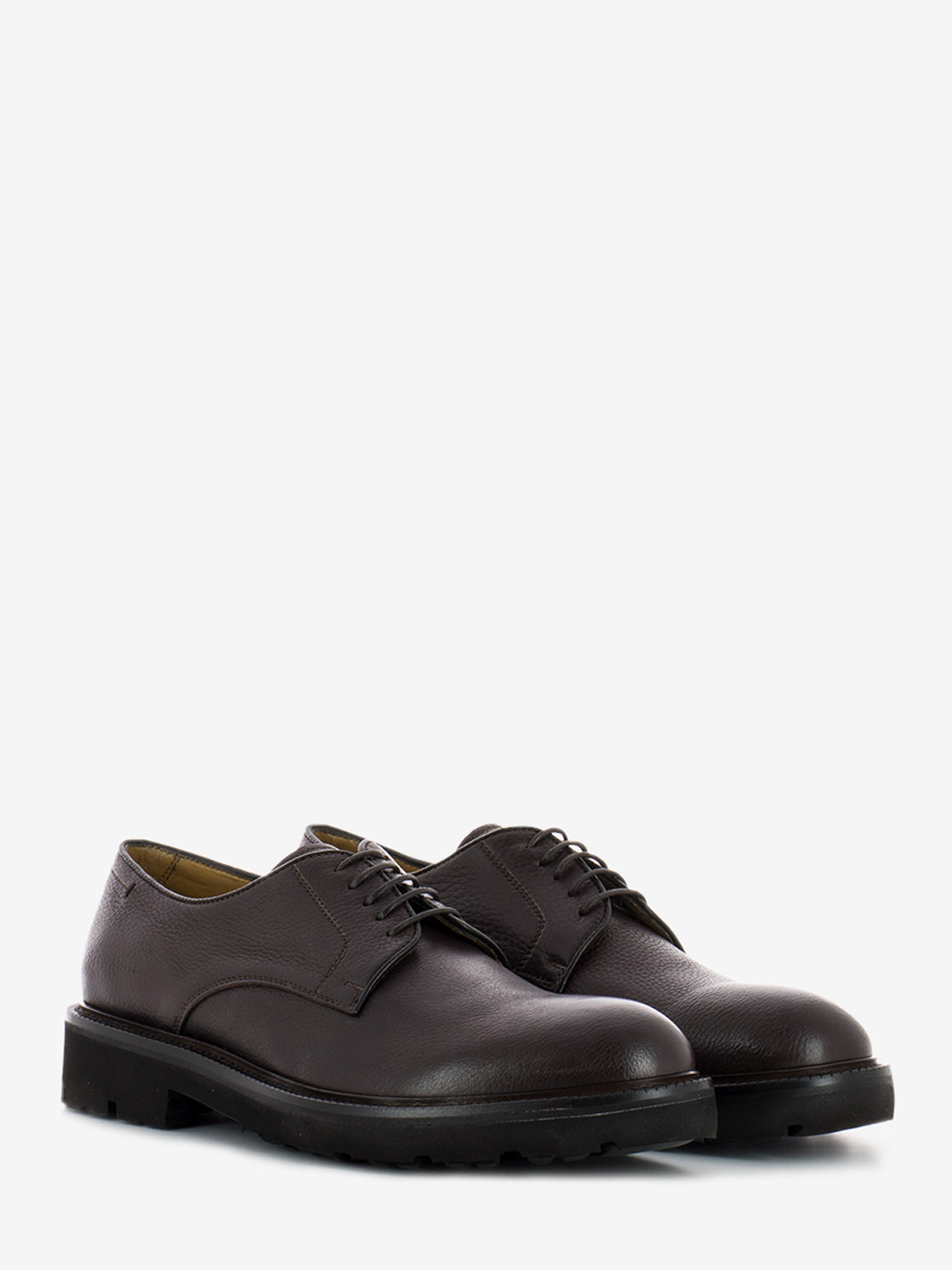 Brown hammered leather derby