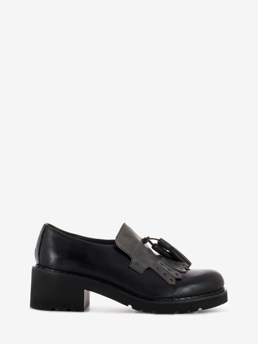 Black/Grey Fringe and Tassel Loafers