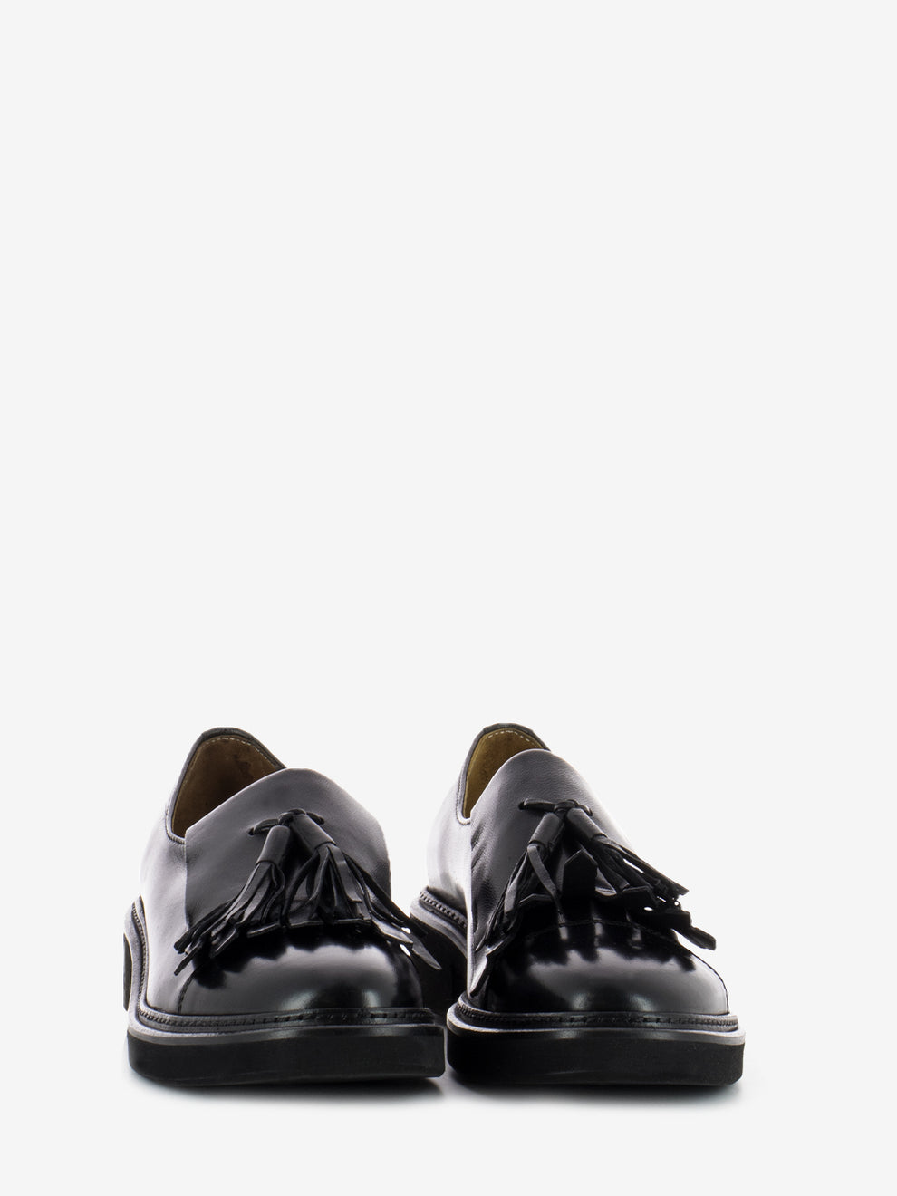 Black fringe and tassel shoe