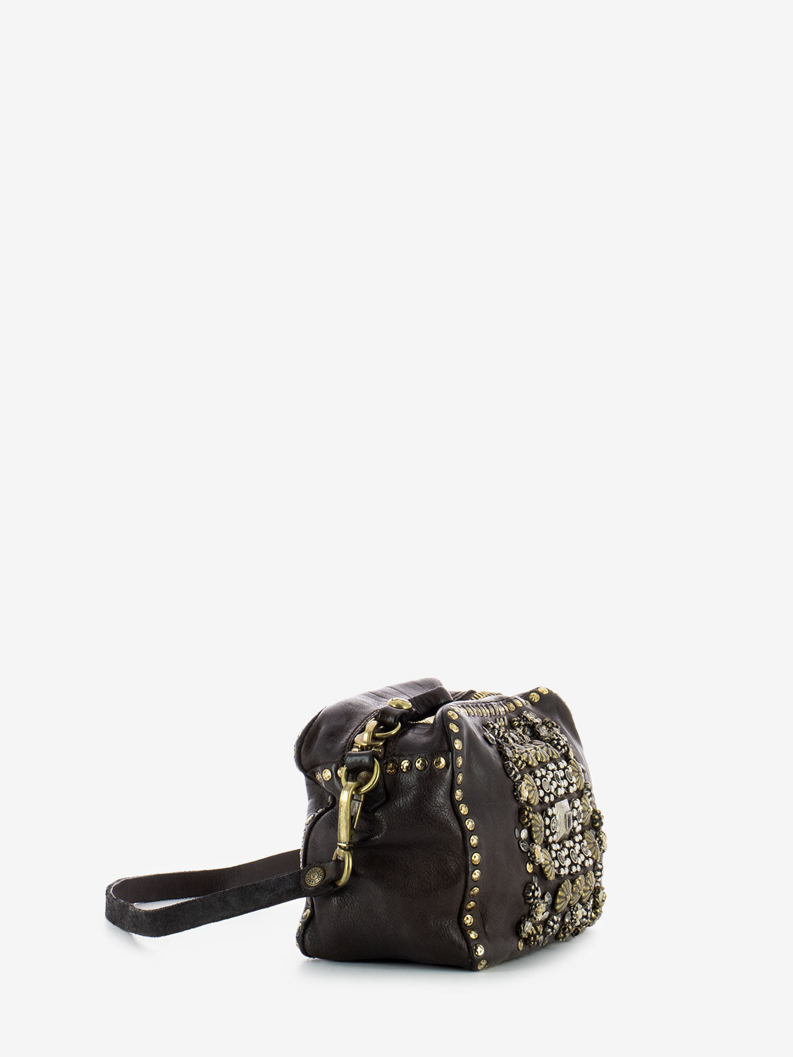 Mini dark brown leather trunk