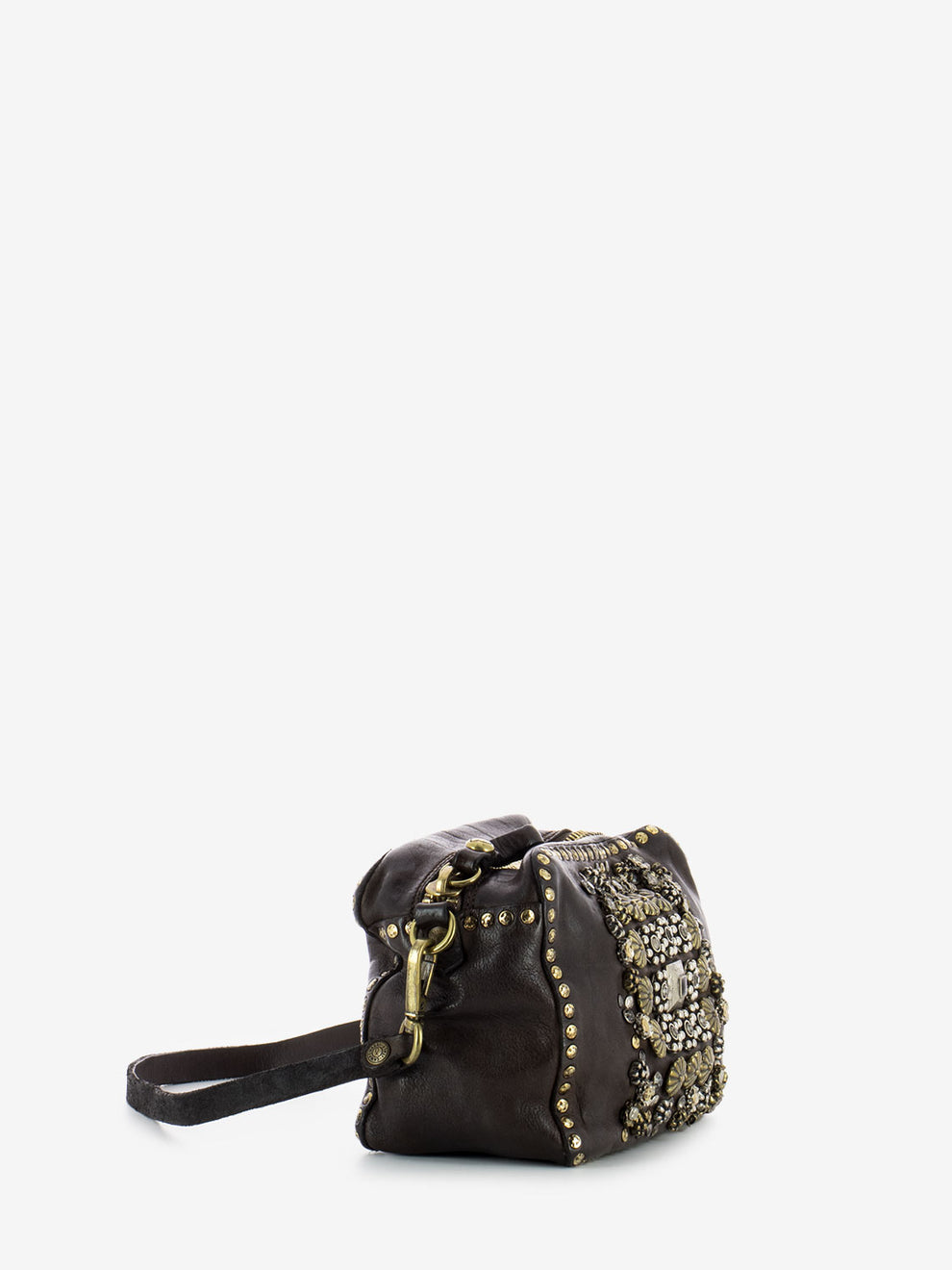 Mini dark brown leather trunk
