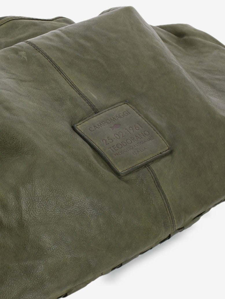 Atena Shoulder Bag with Green Weave