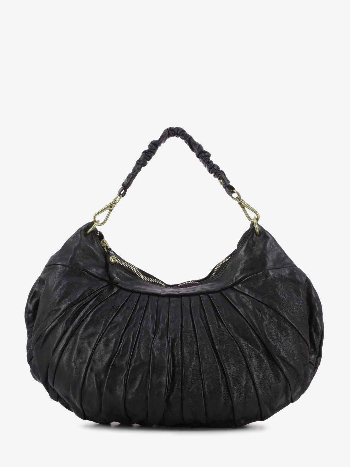 Black pleated Luna shoulder bag