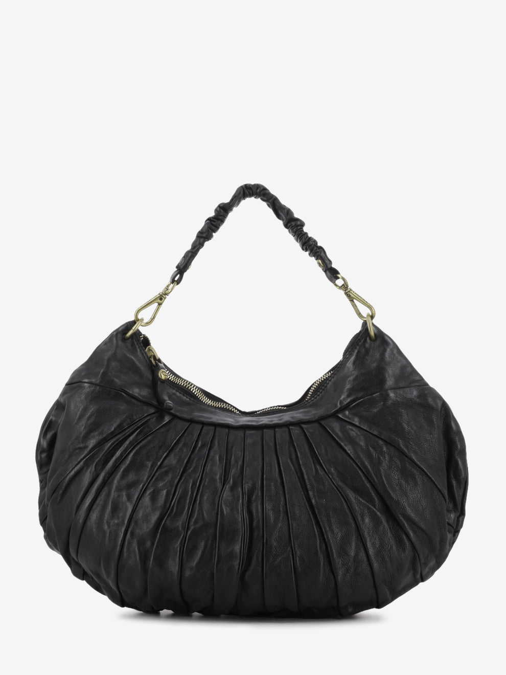 Black pleated Luna shoulder bag