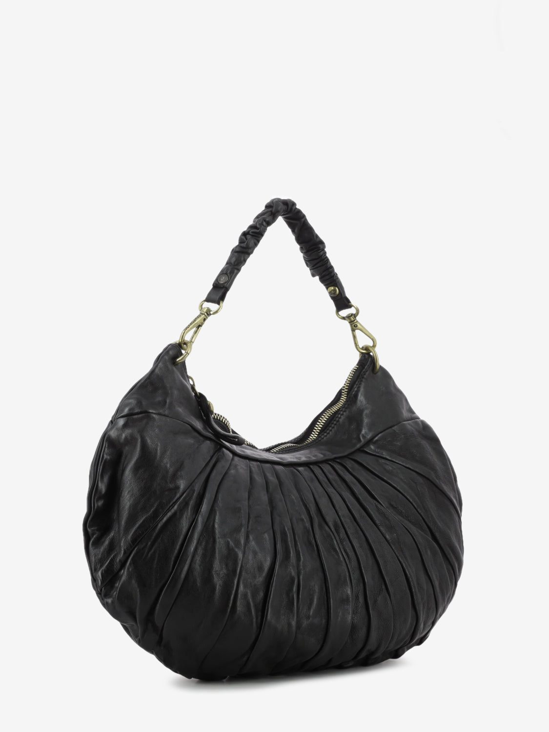 Black pleated Luna shoulder bag