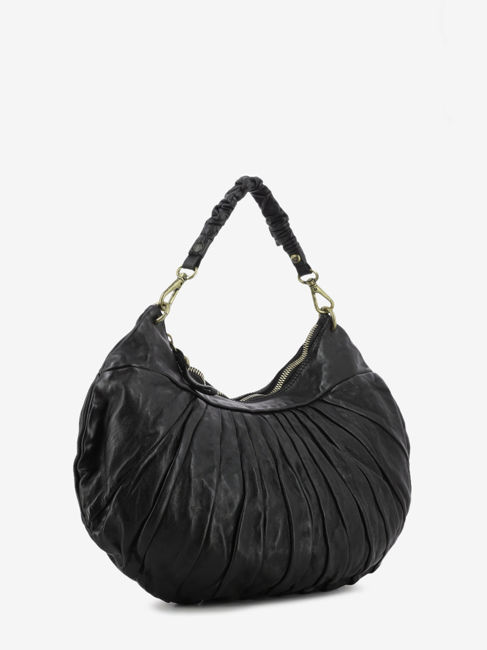 Black pleated Luna shoulder bag