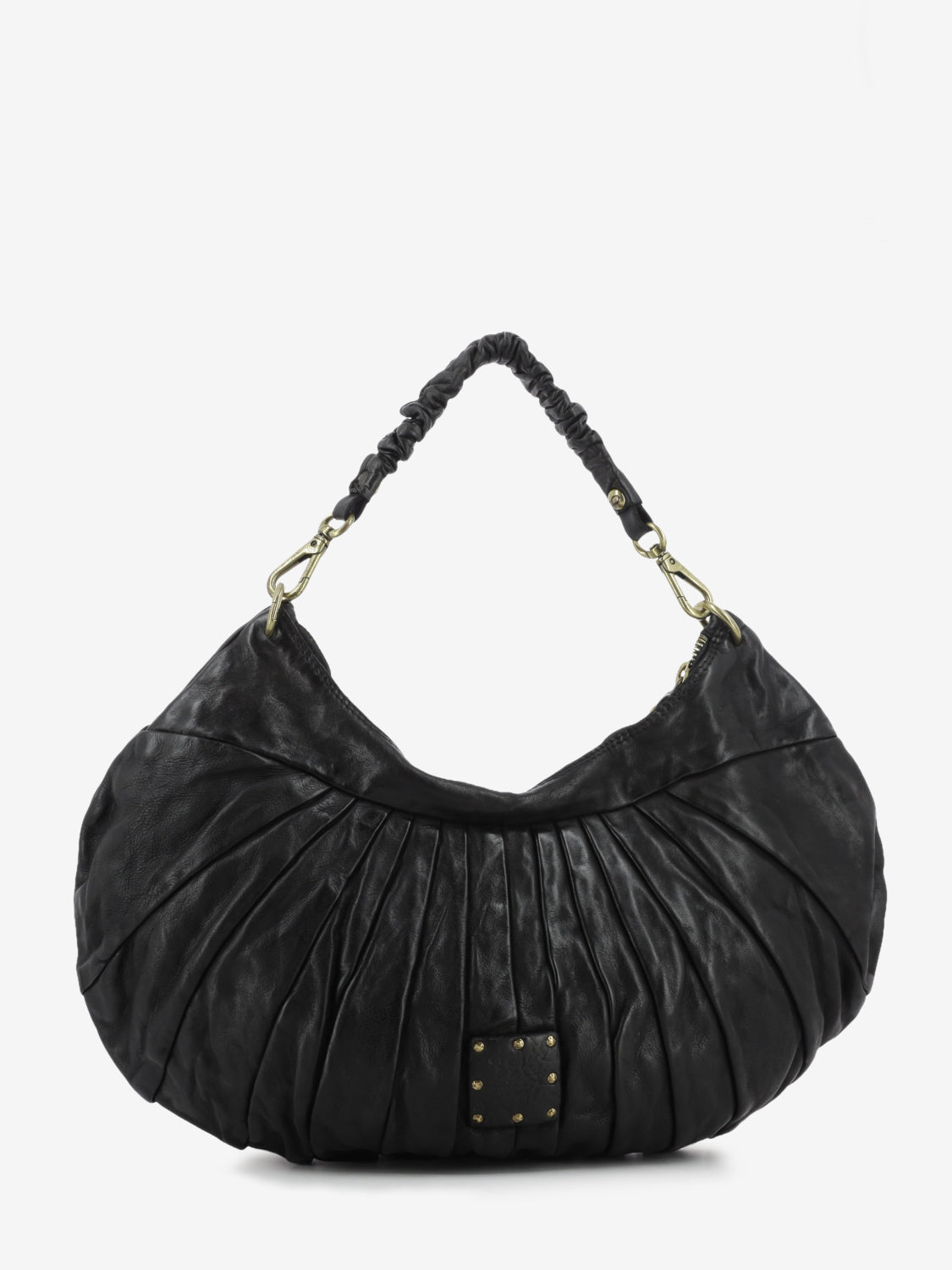 Black pleated Luna shoulder bag