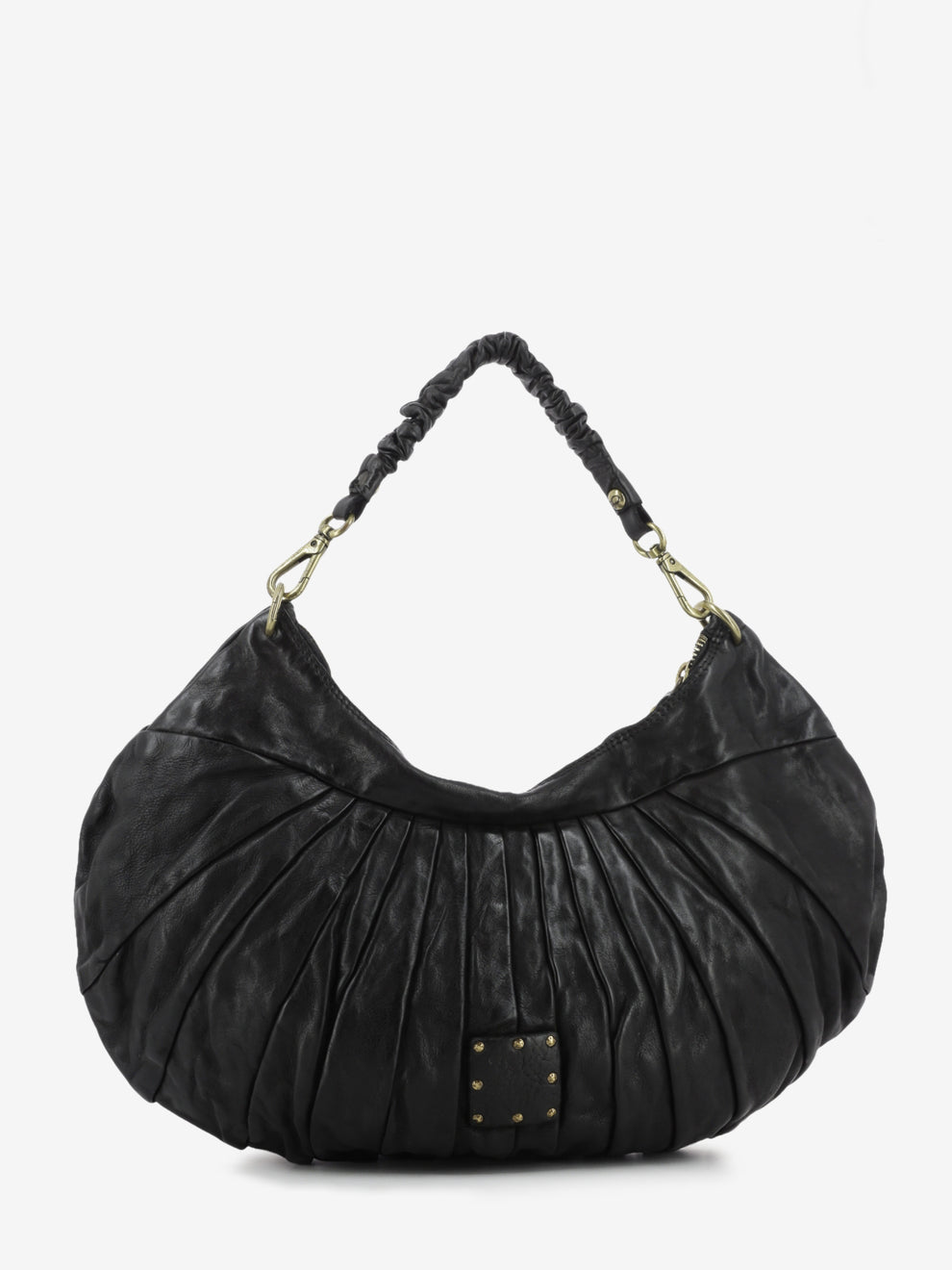 Black pleated Luna shoulder bag