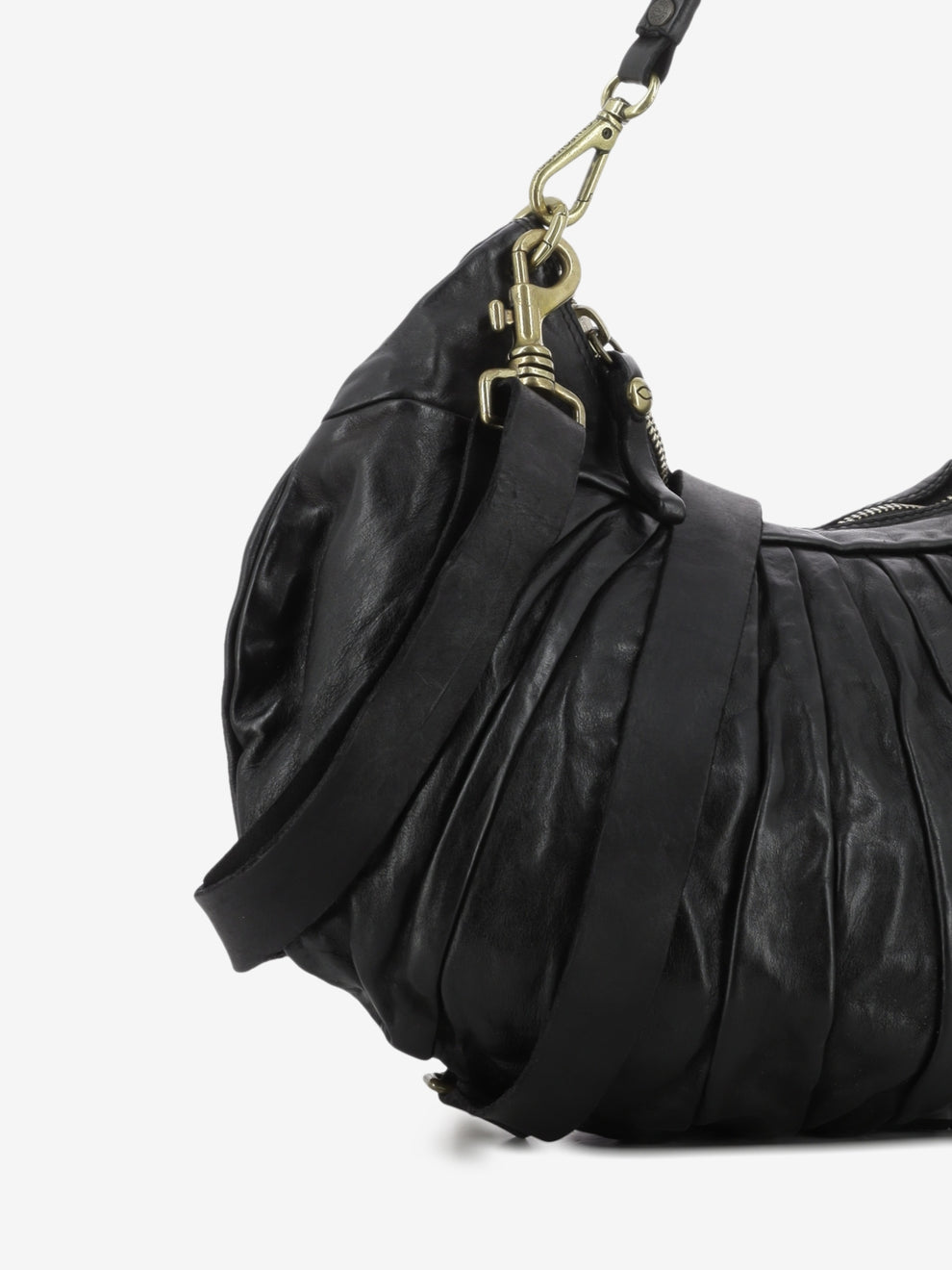 Black pleated Luna shoulder bag