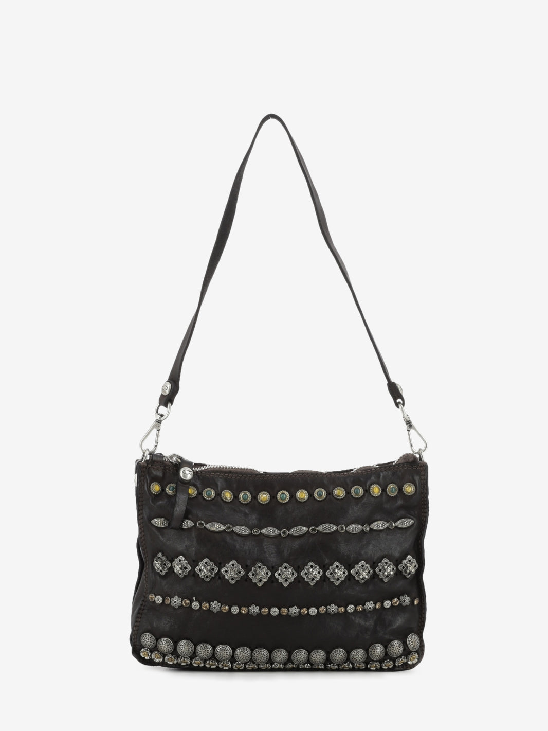 Borsa Asteria in pelle con borchie marrone