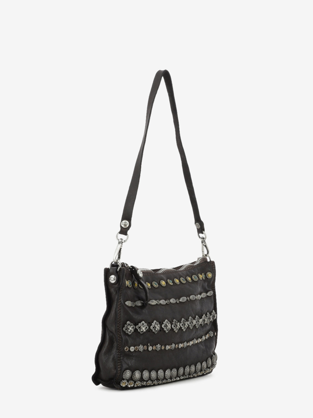 Borsa Asteria in pelle con borchie marrone