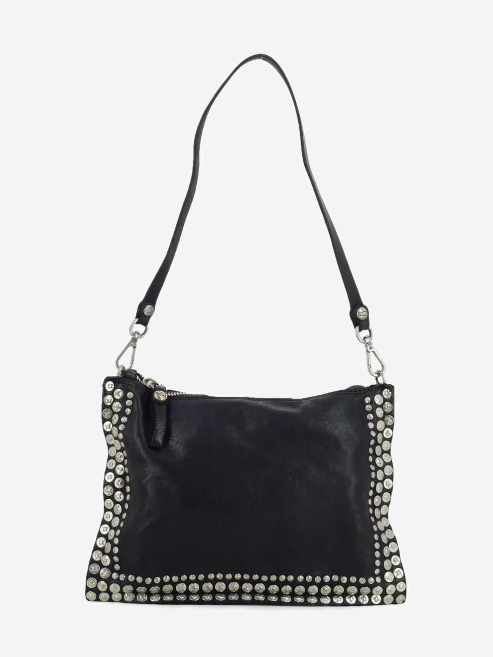 Borsa Asteria in pelle con borchie nera