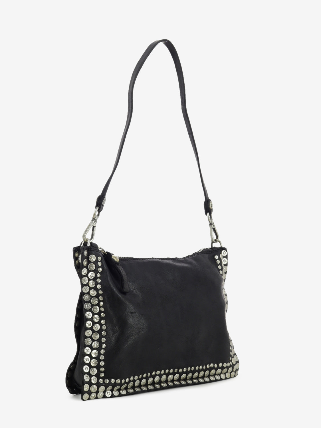 Borsa Asteria in pelle con borchie nera