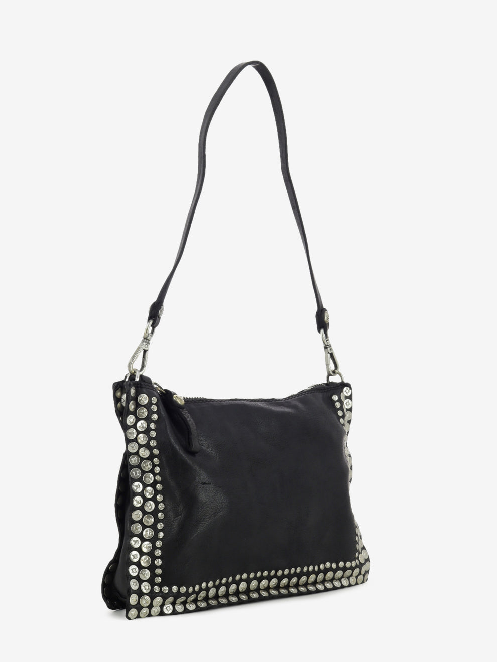 Borsa Asteria in pelle con borchie nera