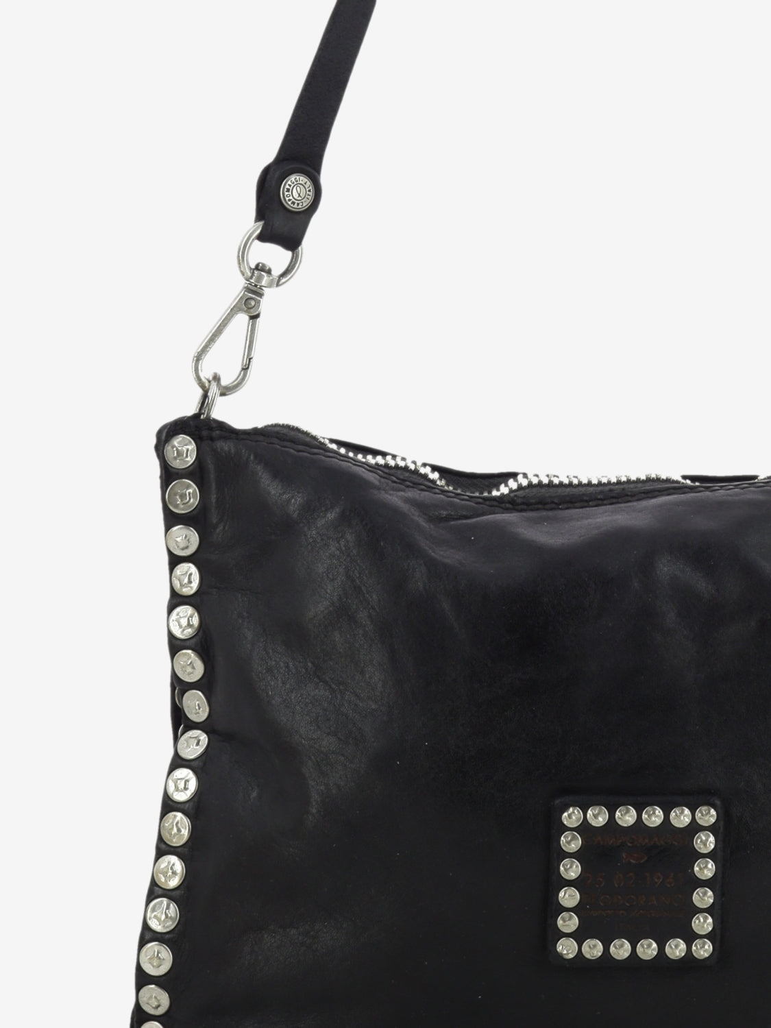 Borsa Asteria in pelle con borchie nera