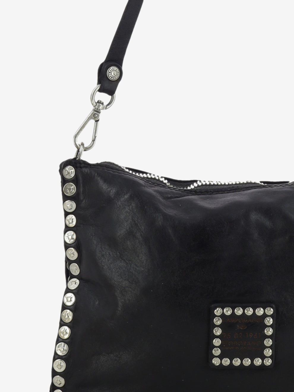 Borsa Asteria in pelle con borchie nera