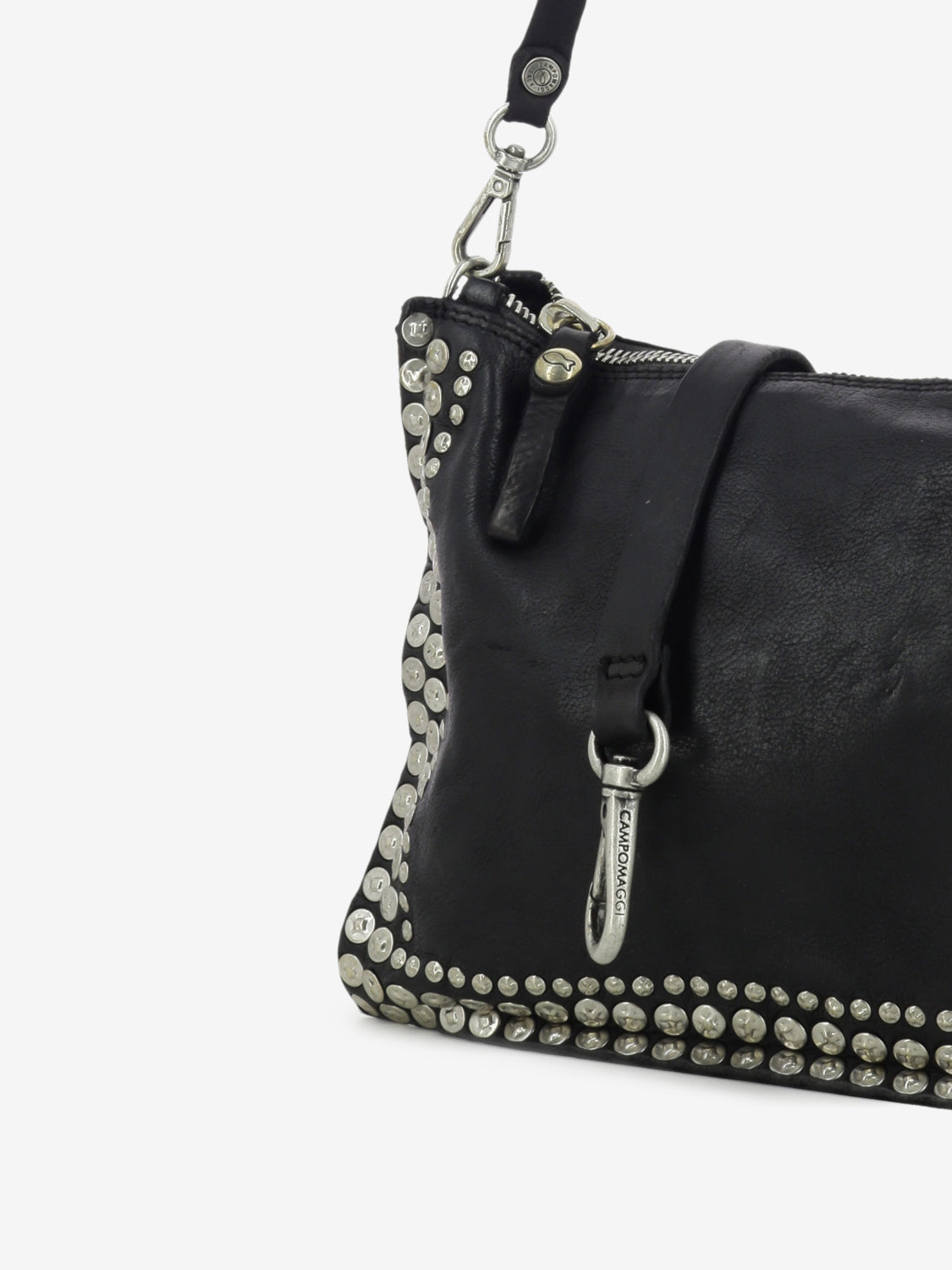 Borsa Asteria in pelle con borchie nera