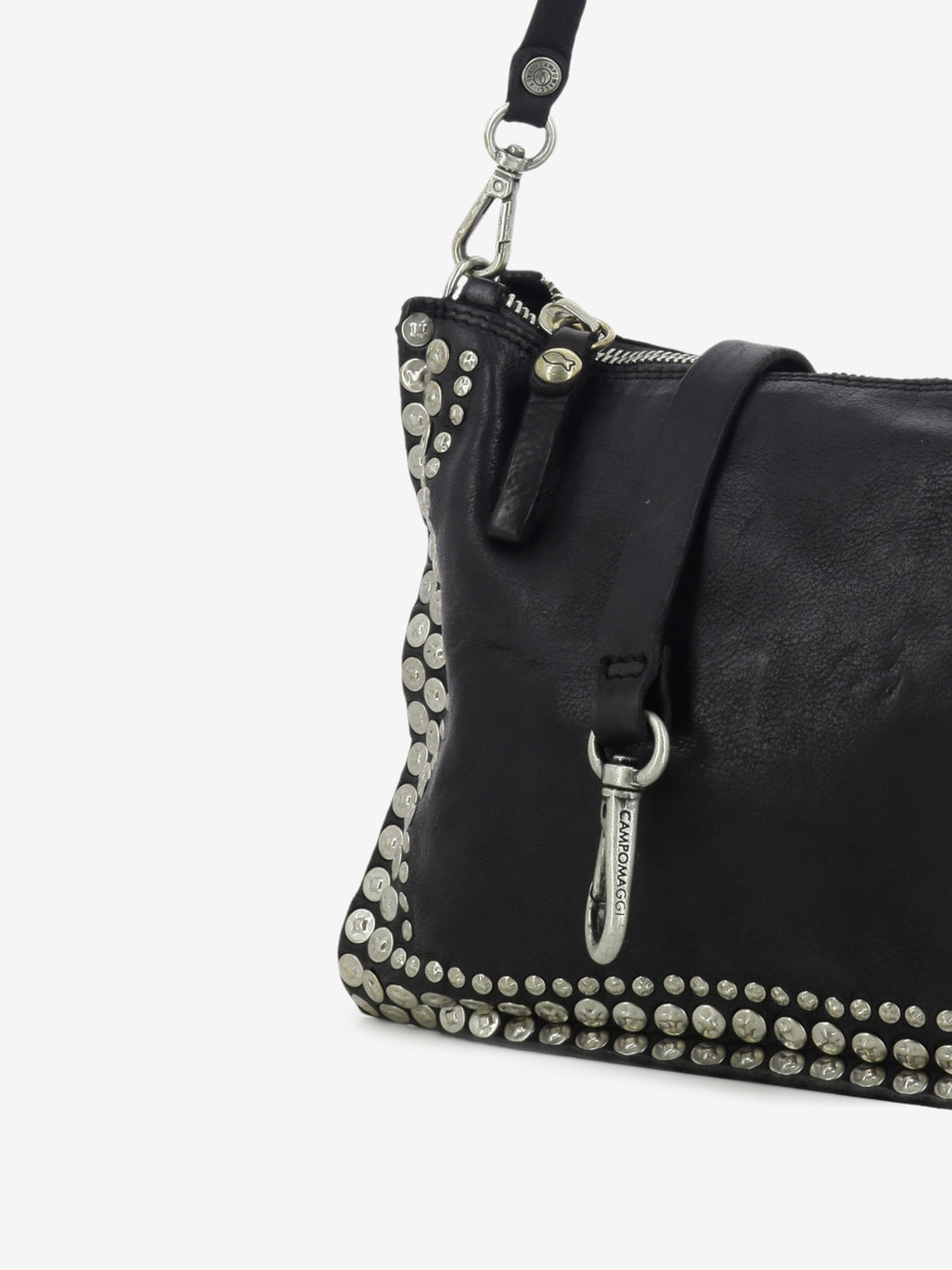 Borsa Asteria in pelle con borchie nera