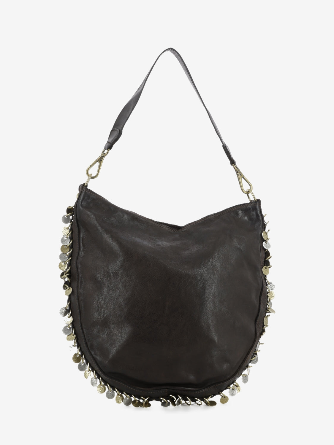 Gianna medium brown shoulder bag with studs
