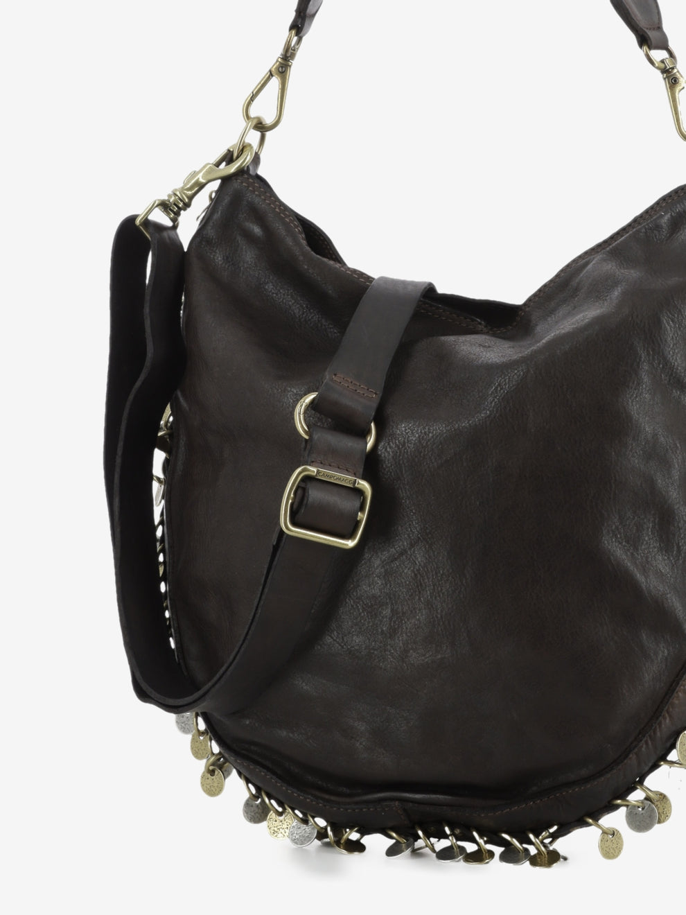 Gianna medium brown shoulder bag with studs