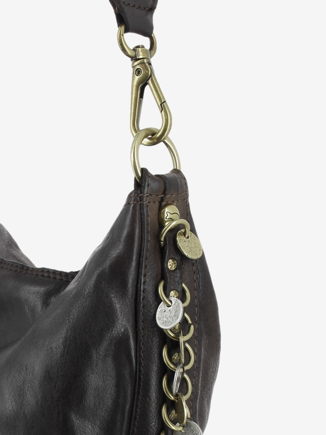 Gianna medium brown shoulder bag with studs