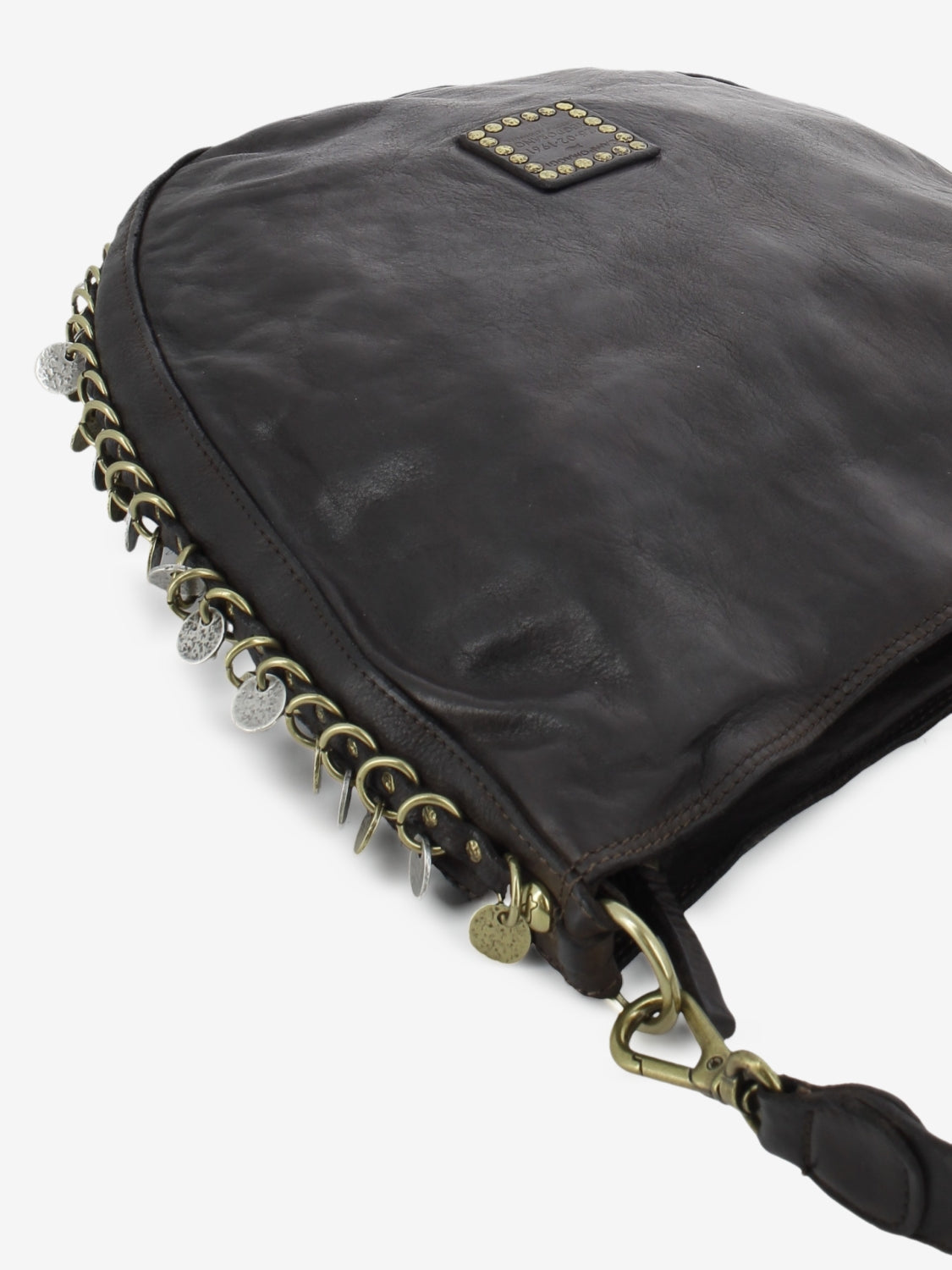 Gianna medium brown shoulder bag with studs