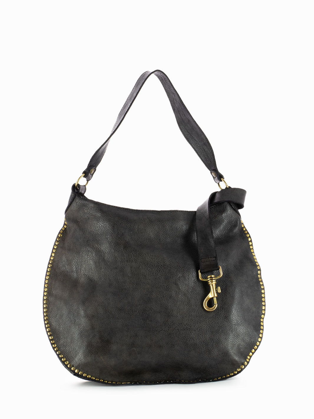 Studded Leather One Shoulder Bag Grey