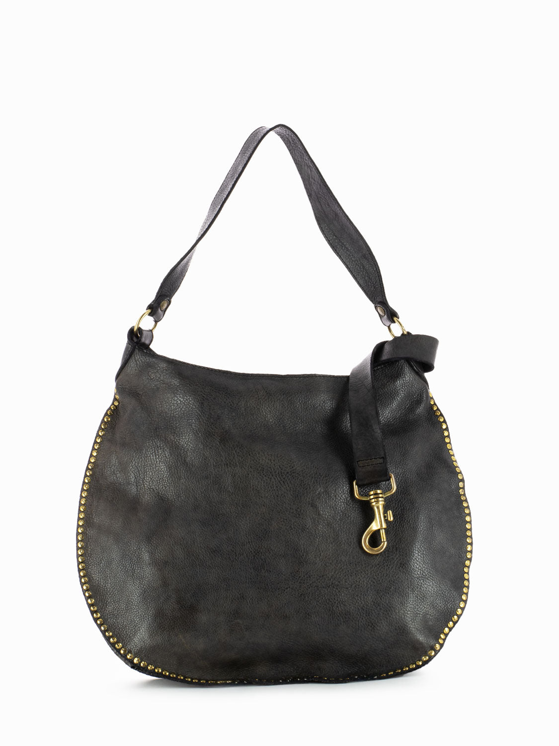 Studded Leather One Shoulder Bag Grey