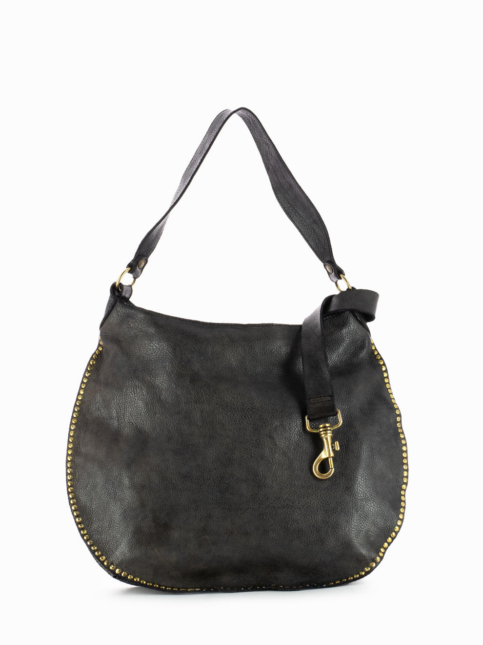 Studded Leather One Shoulder Bag Grey