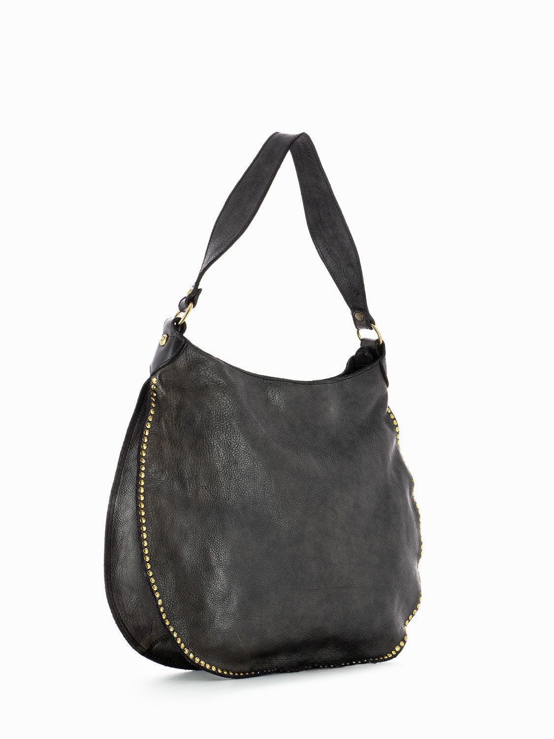 Studded Leather One Shoulder Bag Grey