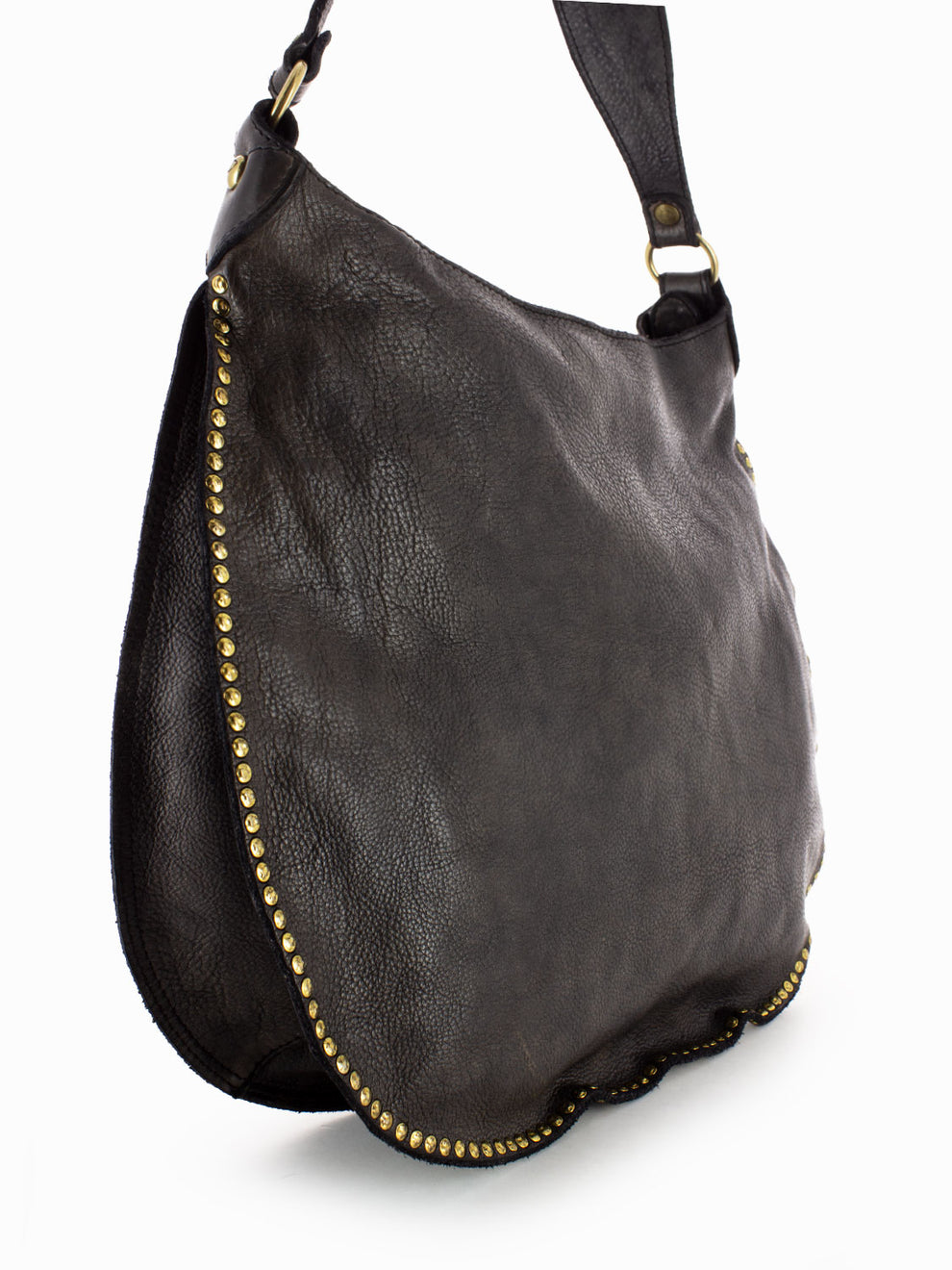 Studded Leather One Shoulder Bag Grey