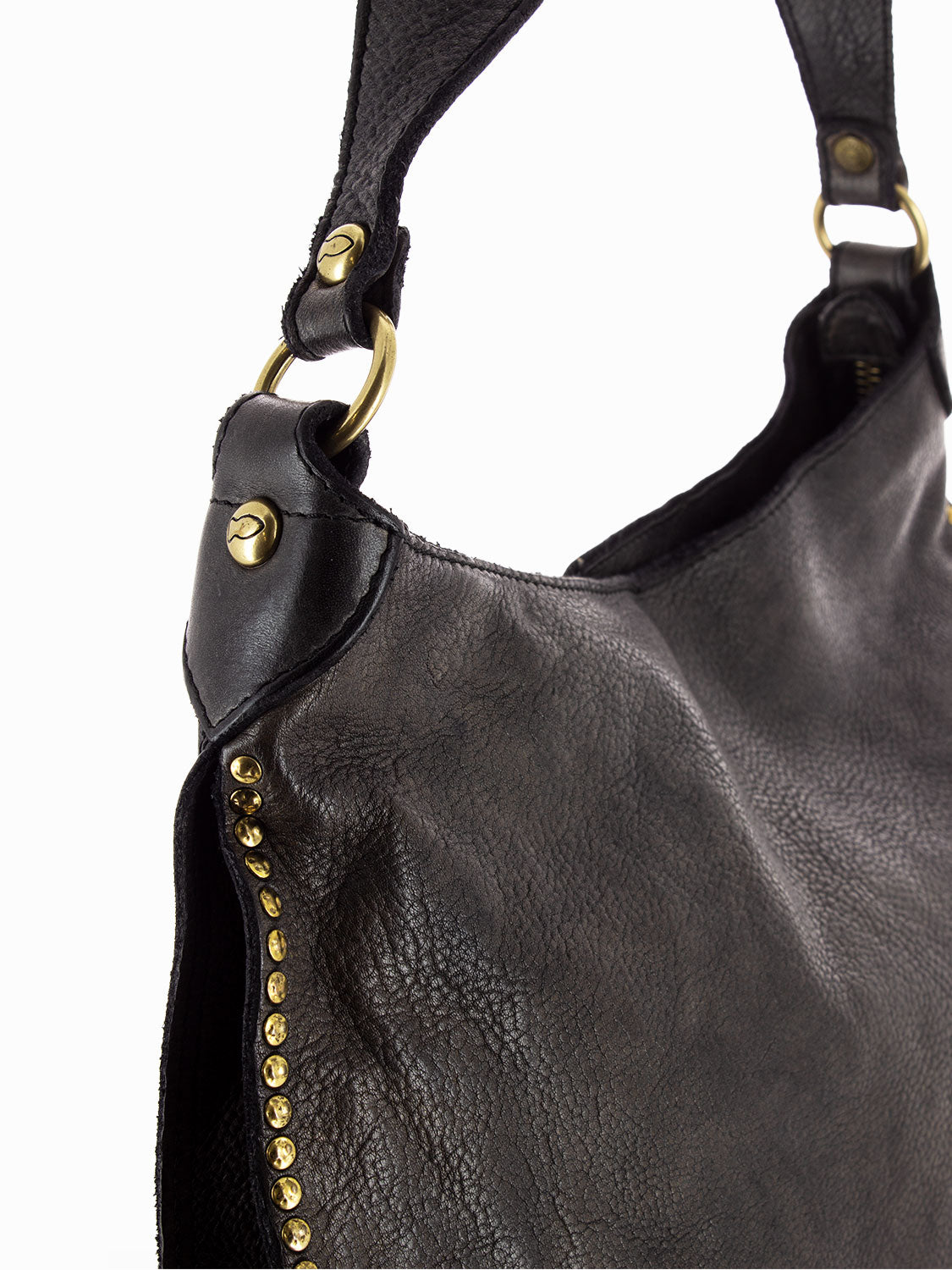 Studded Leather One Shoulder Bag Grey