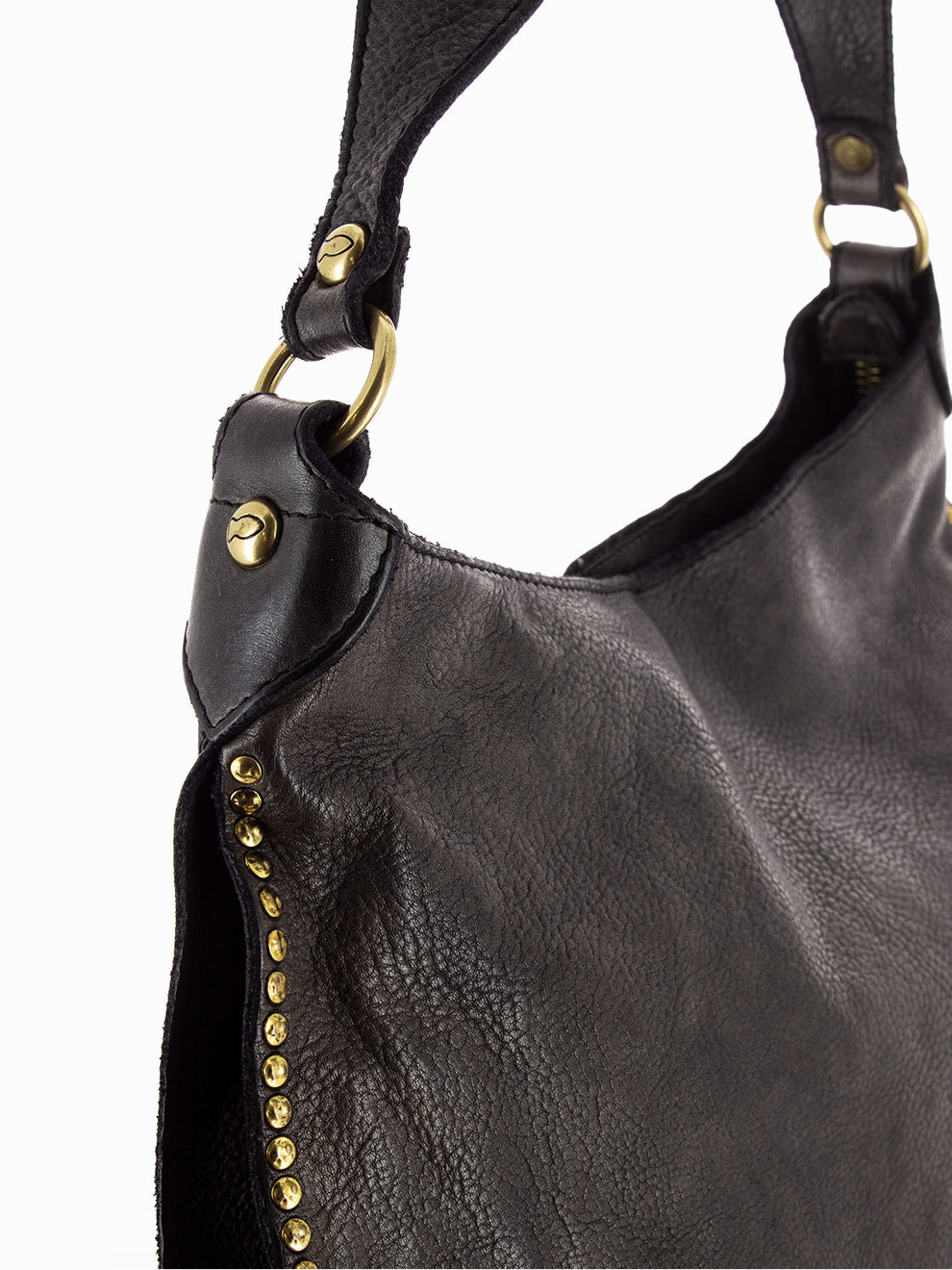 Studded Leather One Shoulder Bag Grey