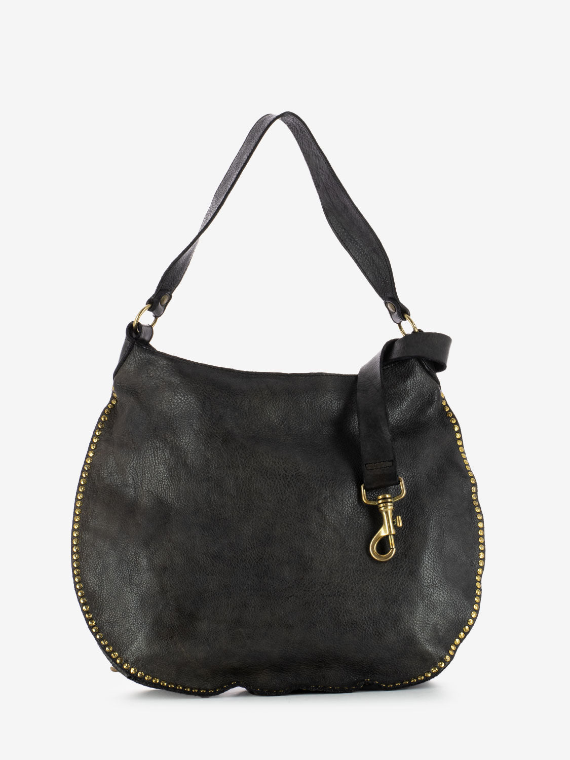 Studded Leather One Shoulder Bag Grey