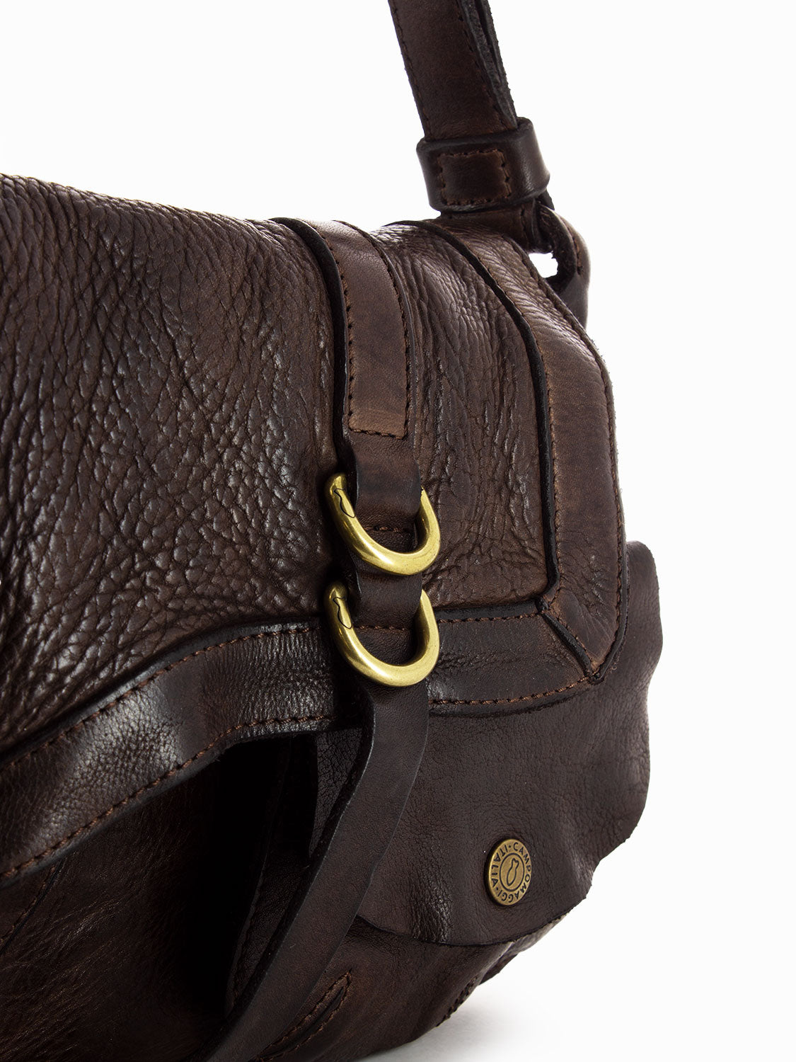 Medium leather shoulder bag with dark brown pouch