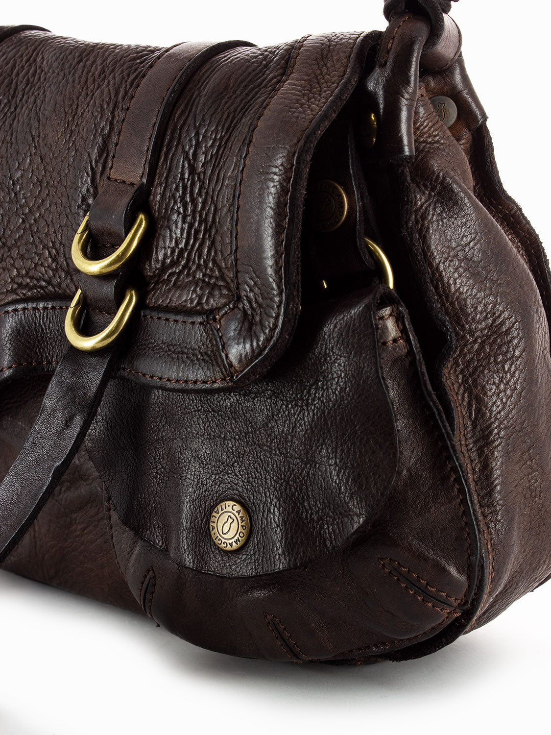 Medium leather shoulder bag with dark brown pouch