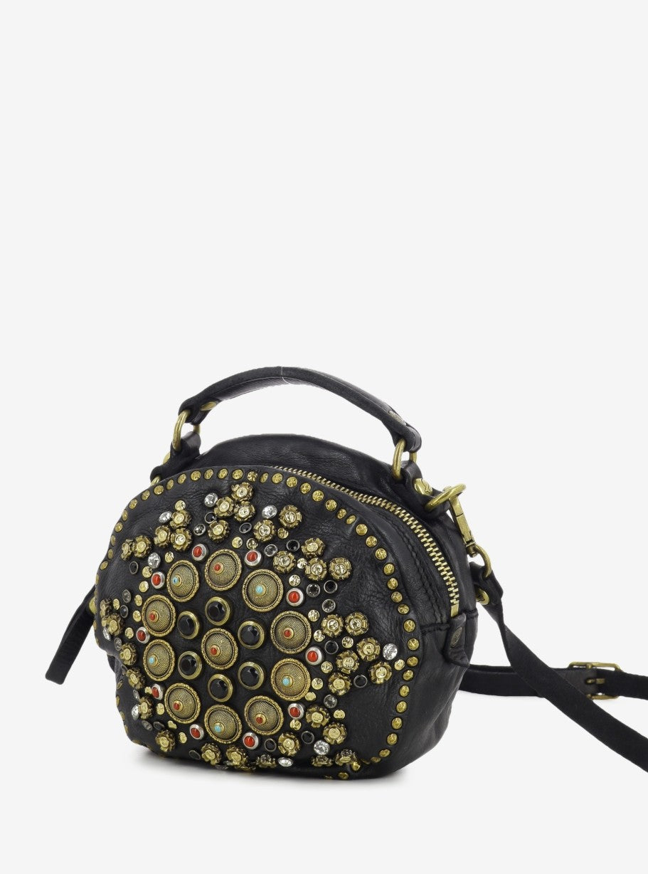 Borsa Orosei in pelle con borchie nero