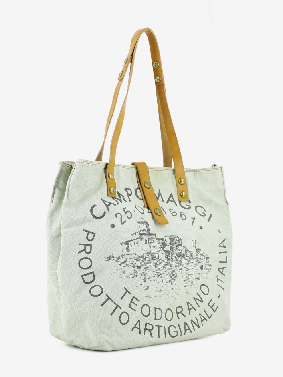 Genziana shopper bag Teodorano print aqua green