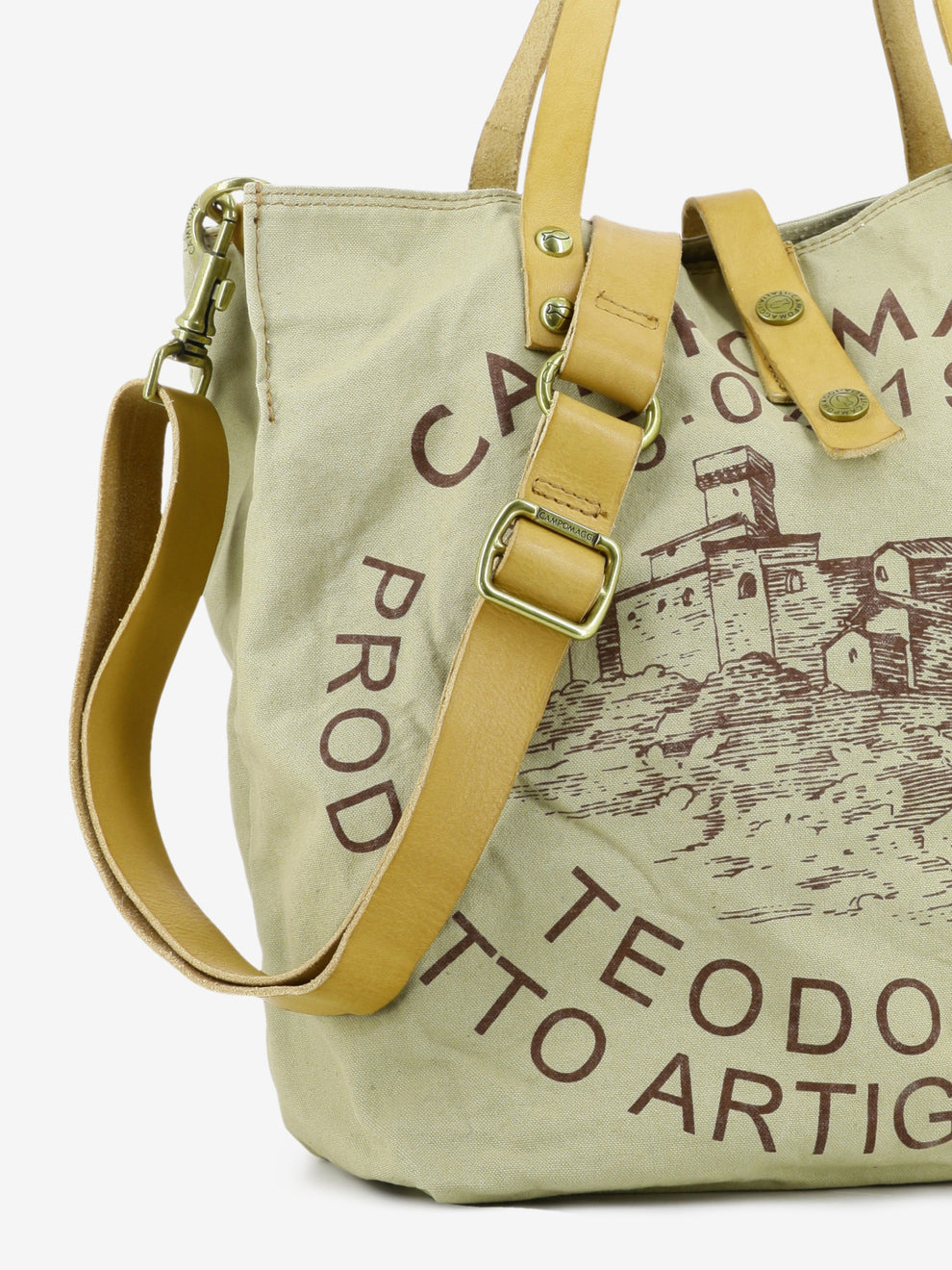 Borsa shopper Genziana stampa Teodorano verde