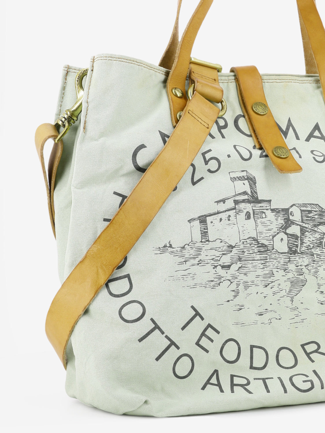 Genziana shopper bag Teodorano print aqua green
