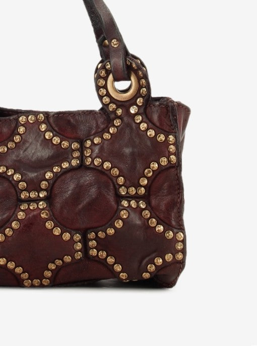 Dafne mini bordeaux leather shopper bag