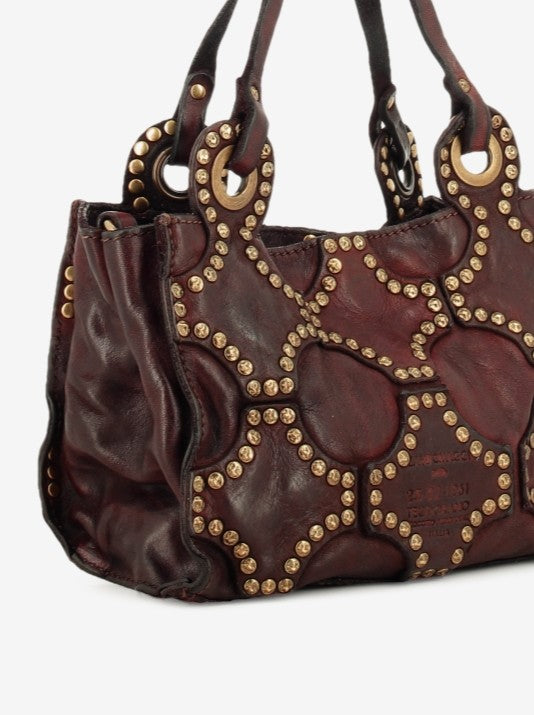 Dafne mini bordeaux leather shopper bag
