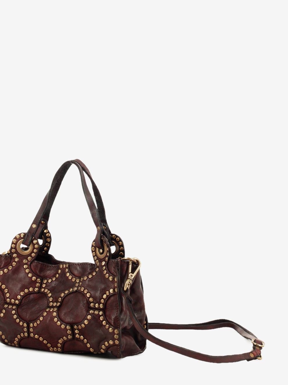 Dafne mini bordeaux leather shopper bag