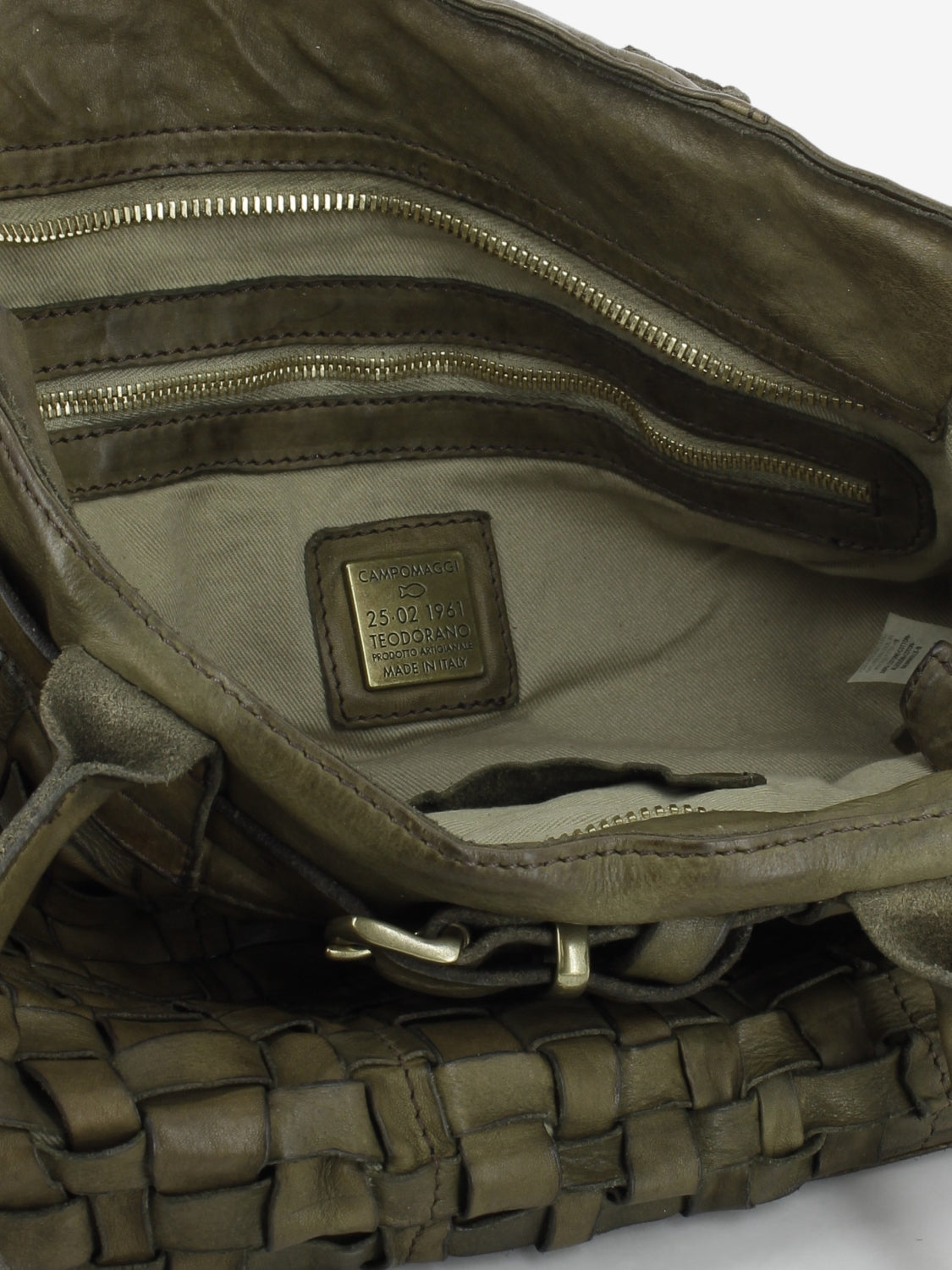 Borsa shopper Penelope in pelle intrecciata verde