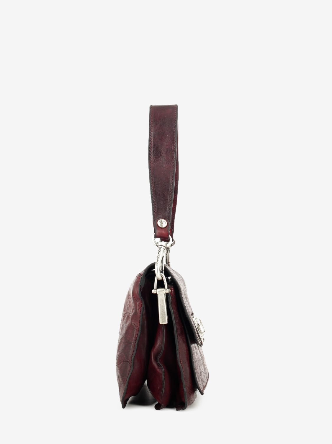 Agnese crossbody bag in wine-colored crocodile-print leather